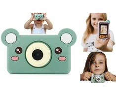 4CV Mobile Skaitmeninis Aparat Dla Dziecka 24mp Video 1080p Lcd 2" + Karta 32gb / Kiimento / Model C / Bear / Žalias