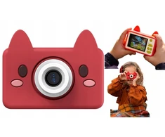 4Cv Mobile Skaitmeninis Aparat Dla Dziecka 24mp Video 1080p Lcd 2" + Karta 32gb / Kiimento / Model C / Fox / Raudona