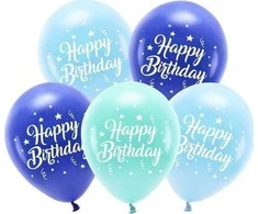 Party Deco Balionų rinkinys "Happy Birthday" 26cm 5 vnt