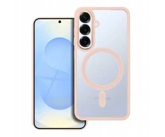 4Kom Oem COLOR EDGE MAG COVER dėklas suderinamas su MagSafe skirtas Samsung Galaxy S25 rožinės spalvos