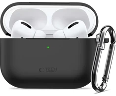 „Tech-Protect“ silikoninis dėklas su kabliuku, skirtas „AirPods Pro 3“ ausinėms - Juodas