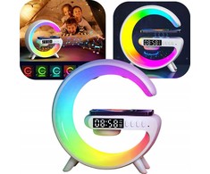 4kom.pl ECOBOX* Naktinė lempa LED Įkroviklis INDUKCYJNA QI Garsiakalbis ZEGAR BUDZIK RGB MAŁA