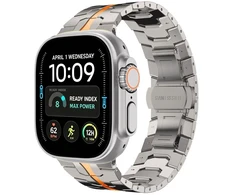 TECH-PROTECT STAINLESS APPLE WATCH 8 / 9 / 10 / 11 / 12 / SE / ULTRA (44 / 45 / 46 / 49 MM) titano/oranžinė