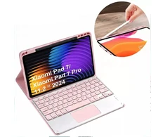 4kom.pl Dėklas i Klaviatūra touchpad do Xiaomi Pad 7 / Pad 7 PRO 11.2 uchwyt na rysik, rožinė