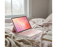 4kom.pl Dėklas su klaviatūra Bluetooth do Samsung Galaxy Tab A11+ Plus rožinė - ochronne su podstawką