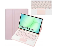 4kom.pl Dėklas su klaviatūra Bluetooth do Samsung Galaxy Tab A11+ Plus rožinė - ochronne su podstawką