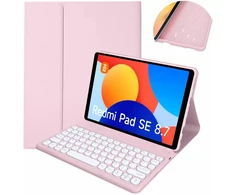 4kom.pl Dėklas su magnetyczną klaviatura Bluetooth do Xiaomi Redmi Pad SE 8.7 2024, rožinė