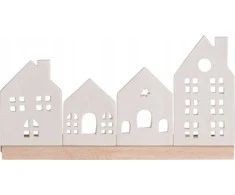 4Living Porcelanowa podstawka pod świeczki miasteczko, 30 x 8 x 16 cm
