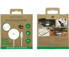 4smarts belaidis įkroviklis Qi2/MagSafe įkrovimo rinkinys 25W, 1,5 m, baltas