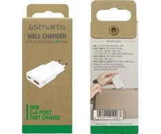 4Smarts sieninis įkroviklis PDPlug Duos Slim 30W GaN 1C+1A baltas