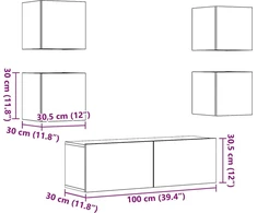 TV staliukas 5 dalių sieninis televizoriaus spintelės komplektas Artisan Oak