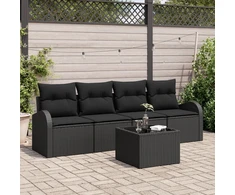 Sodo Sofų Rinkinys Juoda 55 x 55 x 37 cm poliratanas
