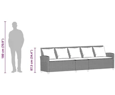 Sodo sofa, 5 vietų, su pagalvėlėmis, ruda, poliratanas