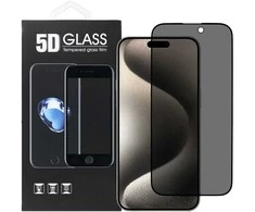 OEM 5D visiškai klijuojamas grūdintas stiklas – skirtas iPhone 17 (privatumo) juodas