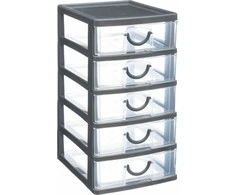 5five Simply Smart Mąstymo organizatorius su 5 stalčiais, 13 x 16 x 26 cm, pilkas