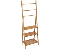 5five Simply Smart Bamboo Vonios lentyna su 3 lentynomis ir rankšluosčių kabykla, 153 cm, bambukas