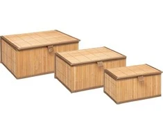 5five Simply Smart PIECES Krepšelių rinkinys su dangteliu, bambukas, 3 vnt