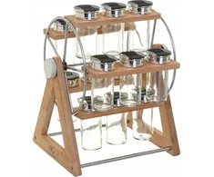 5five Simply Smart Bamboo Secret de Gourmet bambuko prieskonių stovas su 15 stiklinių indelių