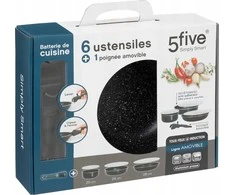 5five Simply Smart 5penki puodų rinkinys su nuimama rankena ir silikoniniais dangteliais, 6 vnt