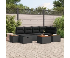 Sodo Sofų Rinkinys 7 pcs Juoda 55 x 62 x 69 cm Poli ratanas