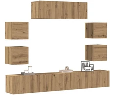 TV staliukas 7 dalių sieninis televizoriaus spintelės komplektas Artisan Oak