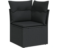 Sodo Sofų Rinkinys su pagalve 7 pcs Juoda Poli ratanas