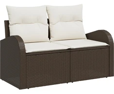 Lauko baldų komplektas Sodo Sofų Rinkinys su pagalve 8 pcs Ruda ir balta poliratanas