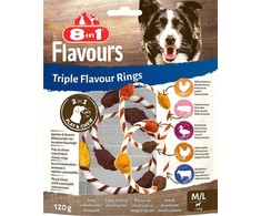 8in1 Flavours trigubo skonio skanėstas šuniui M/L, žiedai, 120 g