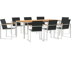 Sodo valgomojo komplektas 9 pcs Ruda Kieto teka medžio
