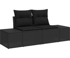 Sodo Sofų Rinkinys su pagalve 9 pcs Juoda poliratanas
