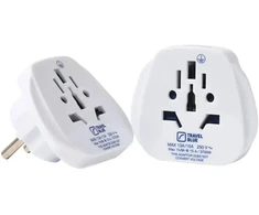 Blue Mėlyna TRAVEL Mėlynas KELIONIŲ ADAPTERIS UNIVERSALUS PASAULIUI -> SHUCKO 2 vnt.