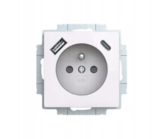 ABB Lizdas su kaiščiu ir sklendėmis, 2x USB A+C ZONI baltas 5569T-A32357 500 2CHT693257A4500