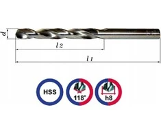 Wiertło Baildon DIN 338 RN NWKa 16 mm metalo grąžtas, HSS (S), 178–120 mm