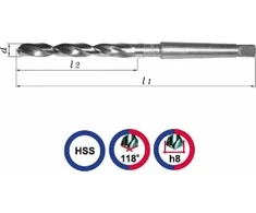 Wiertło Baildon DIN 345 ​​​​RN NWKc 30 mm metalo grąžtas, HSS (S), 296–175 mm (MK3 kotas)