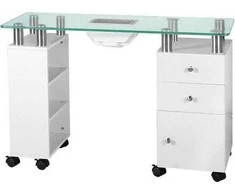Activeshop Manikiūro stalas su dulkių surinkėju GLASS Baltas