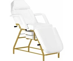 Activeshop Kosmetologinis krėslas BEAUTY CHAIR 557G MODEL GOLD Baltas