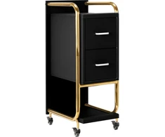 Activeshop Kosmetologinis vežimėlis GABBIANO HAIRDRESSER HELPER SOLO MODEL GOLD Juodas