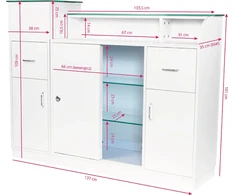 Activeshop Registratūros stalas GABBIANO RECEPTION DESK SHOWROOM GLASS Baltas