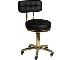Activeshop Kosmetologinė meistro kėdutė STOOL BEAUTY BACKREST AM-961 GOLD Juodas