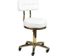 Activeshop Kosmetologinė meistro kėdutė STOOL BEAUTY BACKREST AM-961 GOLD Baltas