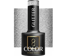 Activeshop Hibridinis nagų lakas Ocho Nails Color Glitter, G03 sidabrinė, 5 g