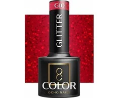 Activeshop Hibridinis nagų lakas Ocho Nails Color Glitter, G10 raudona, 5 g