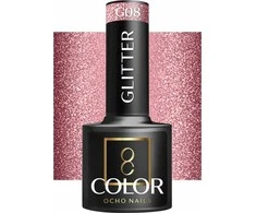 Activeshop Hibridinis nagų lakas Ocho Nails Color Glitter, G08 rožinis, 5 g