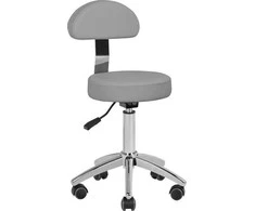 Activeshop Kosmetologinė meistro kėdutė STOOL BEAUTY BACKREST ROUND Pilkas