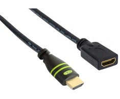Adaptec TECHLY HDMI didelės spartos prailginimo kabelis, 1 m, juodas, su Ethernet 4K 30Hz 19 kontaktų HDMI kištuku ir 19 kontaktų HDMI kištuku, su auksiniais kontaktais