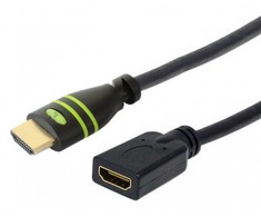 Adaptec TECHLY HDMI didelės spartos prailginimo kabelis, 1 m, juodas, su Ethernet 4K 30Hz 19 kontaktų HDMI kištuku ir 19 kontaktų HDMI kištuku, su auksiniais kontaktais