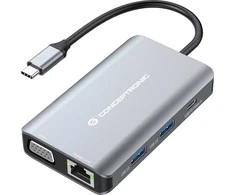 Adapteris AV Conceptronic CONCEPTRONIC dokas USB-C->HDMI,VGA,GbE,3xUSB3.0,100WPD0.25mgr