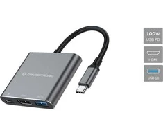 Adapteris AV Conceptronic CONCEPTRONIC Dock USB-C->HDMI,USB3.0,PD 0.25m gr
