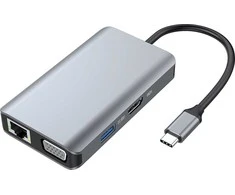 Carruzzo Conceptronic DONN21G knyginių kompiuterių dokas / jungčių replikatorius Vielinis USB 3.2 Gen 1 (3.1 Gen 1) Type-C Pilka