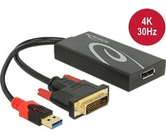 Delock adapterio kabelis DVI 24+1 kištukas > Displayport 1.2 mot